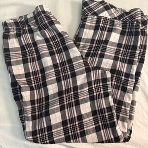 Victoria's Secret Black Pink Plaid Pajama Bottoms Medium SHORT